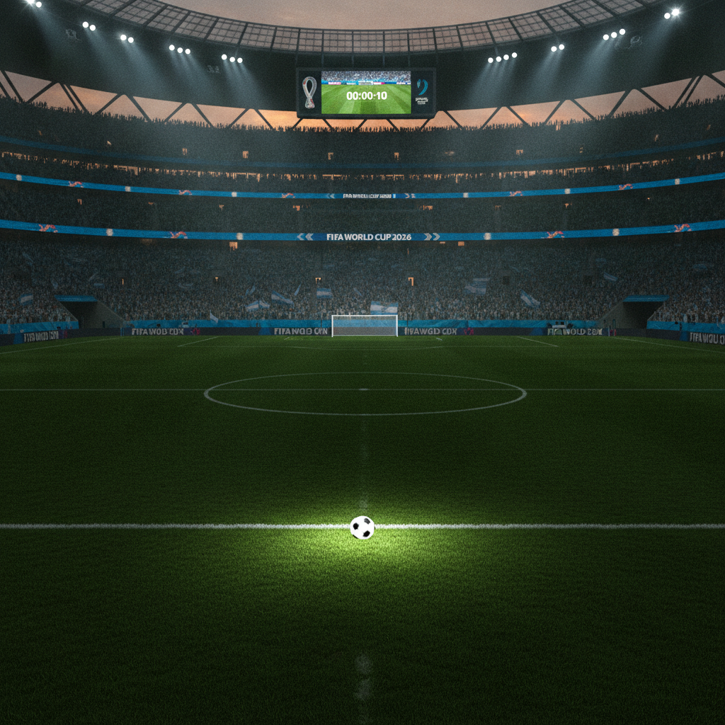 Estadio con público durante un partido de la Copa del Mundo 2026 con goles de messi en mundiales